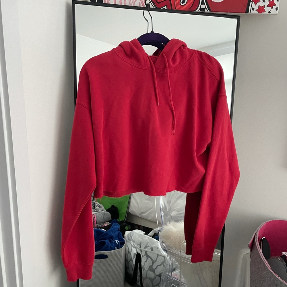 Urban Outfitters Out From Under Red Cropped Hoodie Sweatshirt - Picture 3 of 5
